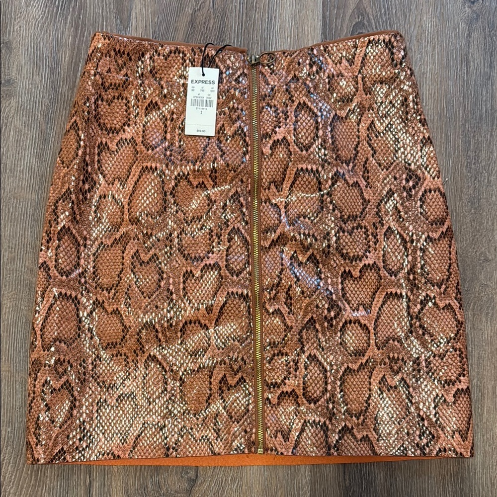 Express Brown Snake Print Skirt